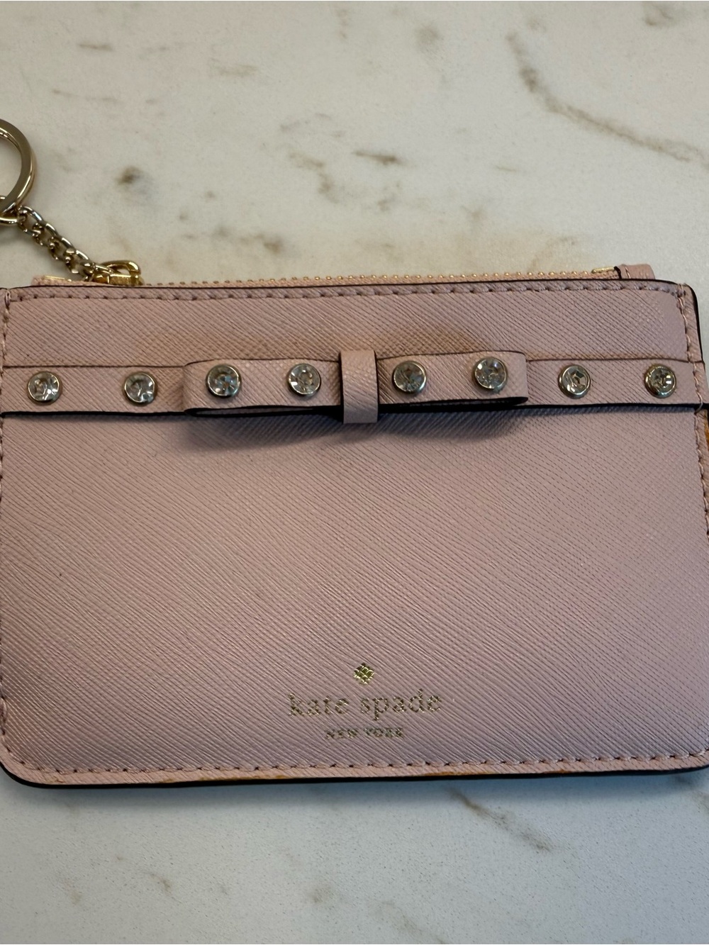 Kate Spade Blush Pink Bow Stud Card Holder